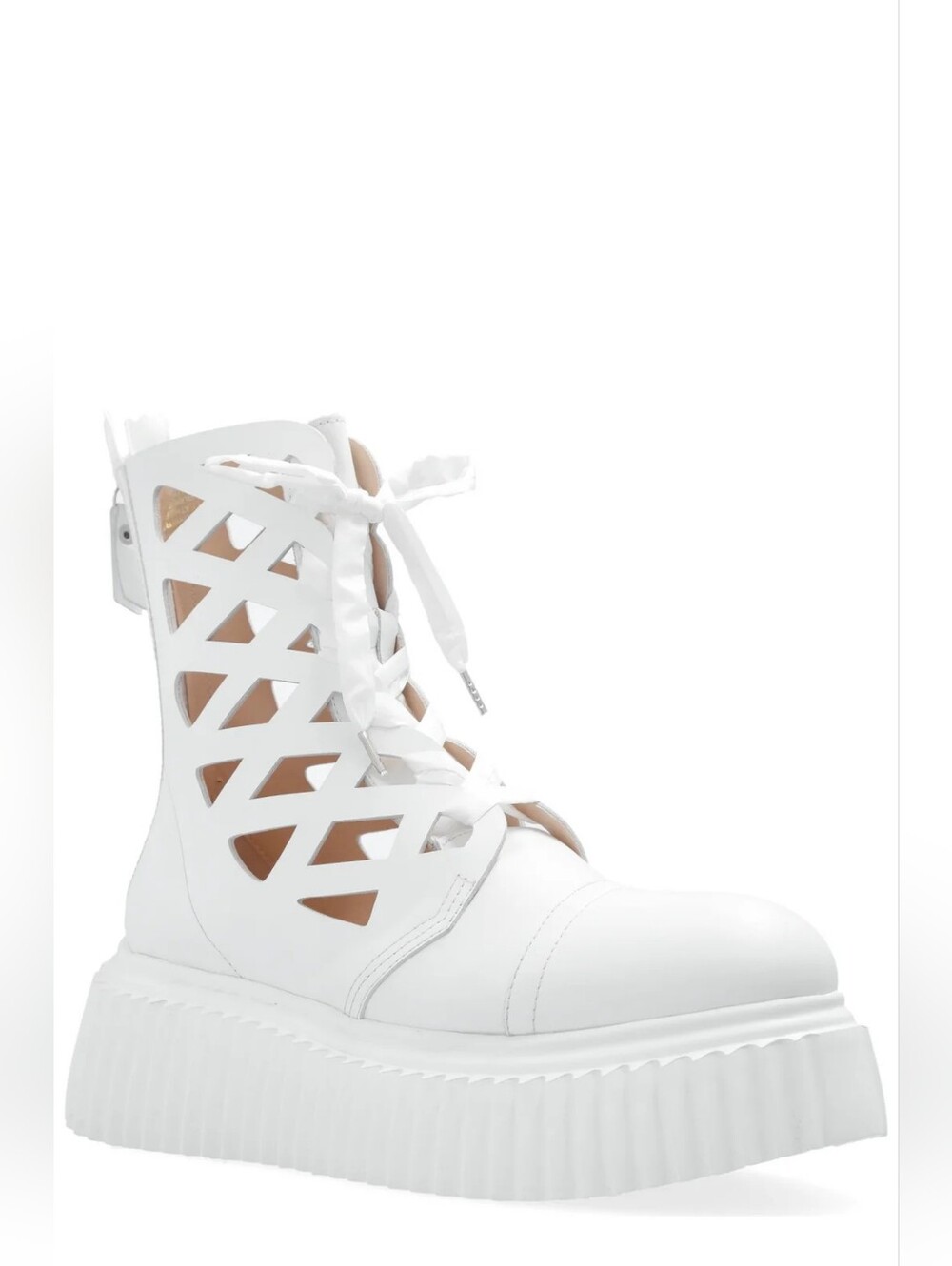 AGL Viggy Laser Cut White Leather Platform Ankle Boots EU 38 US 8 Org $491 - Picture 3 of 16